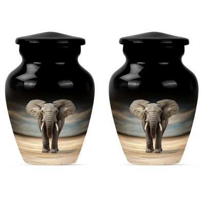 Elephant Urn for Ashes for Women, Cremation Urn for Ashes Adult Male, Burial Urns for Human Ashes Adult Man, Memorial Urns for Human Ashes Keepsake(Size - 3inch, 2 Pcs)