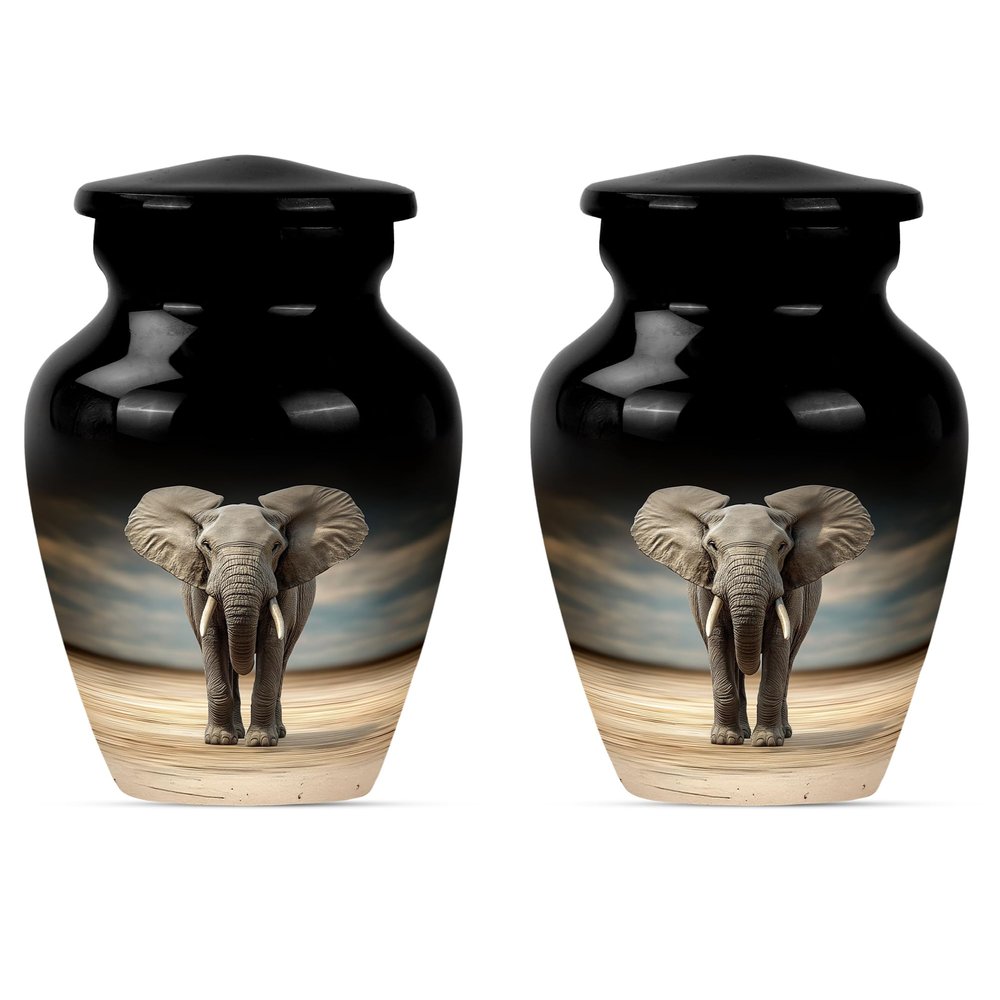 Elephant Urn for Ashes for Women, Cremation Urn for Ashes Adult Male, Burial Urns for Human Ashes Adult Man, Memorial Urns for Human Ashes Keepsake(Size - 3inch, 2 Pcs)