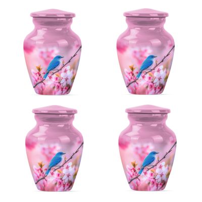 Blue Bird Urns for Human Ashes Adult Female, Cremation Urn Small, Urn for Ashes for Men, Small Urns for Human Ashes Keepsake(Size - 3inch, 4 Pcs)