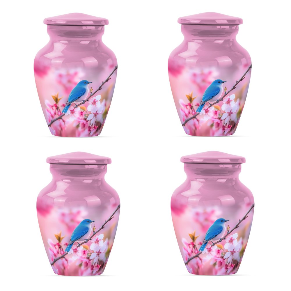 Blue Bird Urns for Human Ashes Adult Female, Cremation Urn Small, Urn for Ashes for Men, Small Urns for Human Ashes Keepsake(Size - 3inch, 4 Pcs)