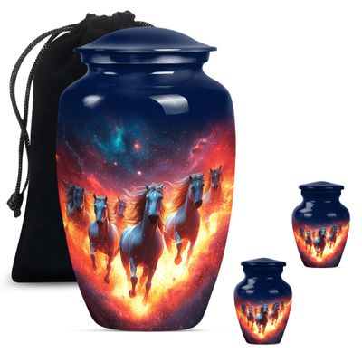 Horse Urns for Human Ashes Adult Man, Urn for Ashes for Women, Memorial Urns for Human Ashes, Large Urn for Ashes Adult Male(Size - 10inch 1Pcs, 3inch 2Pcs)