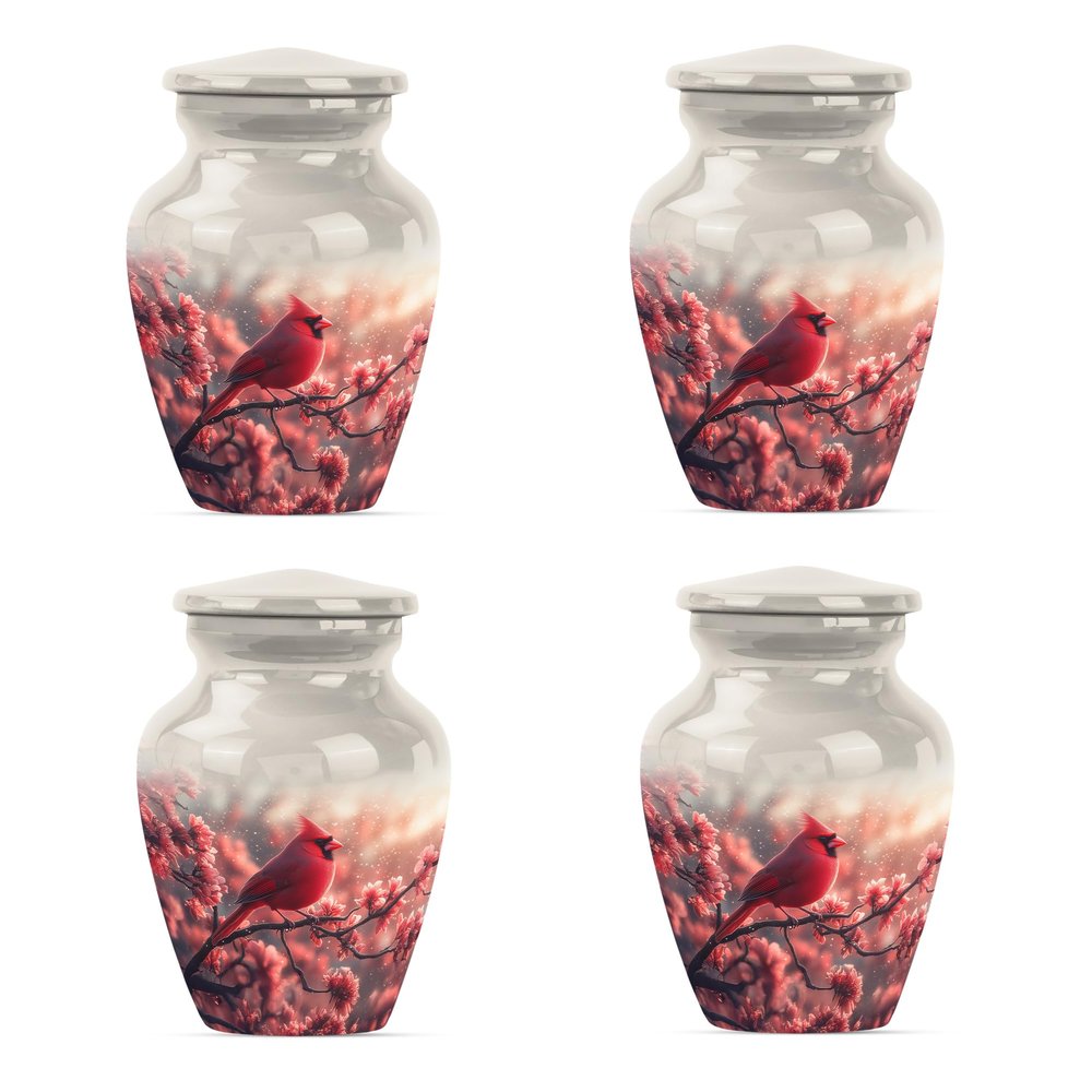 Cardinal Bird Urn for Ashes for Women, Burial Urn for Ashes Adult Male, Small Urns for Human Ashes Keepsake, Small Cremation Urns for Ashes (Size - 3inch, 4 Pcs)