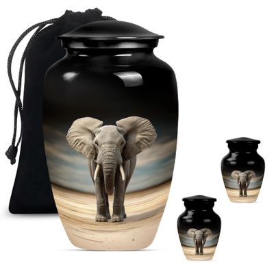 Elephant Urn for Ashes for Women, Cremation Urns for Human Ashes Adult Male, Large Funeral Urns for Women, Small Urn for Ashes(Size - 10inch 1Pcs, 3inch 2Pcs)