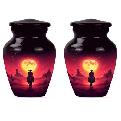 Cowboy Keepsake Urns for Human Ashes, Urn for Ashes, Urn for Ashes Adult Male, Small Unique Urns for Human Ashes Adult Female(Size - 3inch, 2 Pcs)
