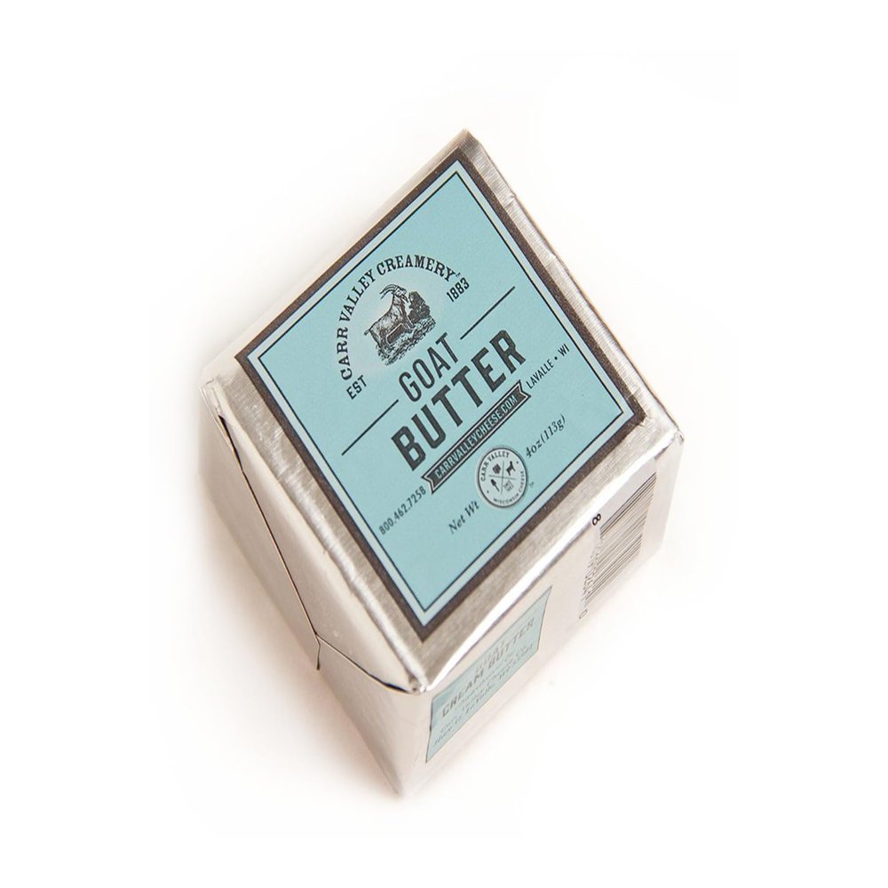 Carr Valley Goat Butter | 4 oz Block in Foil | Silky Smooth Authentic Wisconsin Goat Butter (4-Pack)