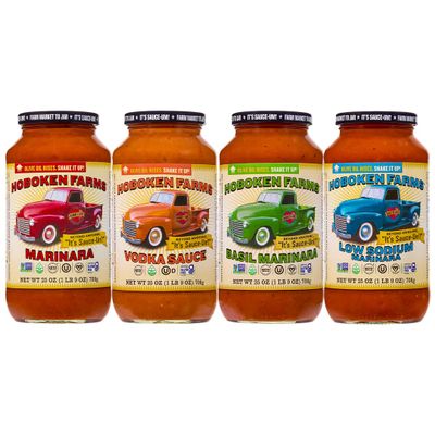 Hoboken Farms Classic Sampler - No Sugar Added, Low Sodium, Non-GMO, Preservative-Free, Low Carb, Keto Better For You Pasta Sauce! (25 Fl Oz, Pack of 4)
