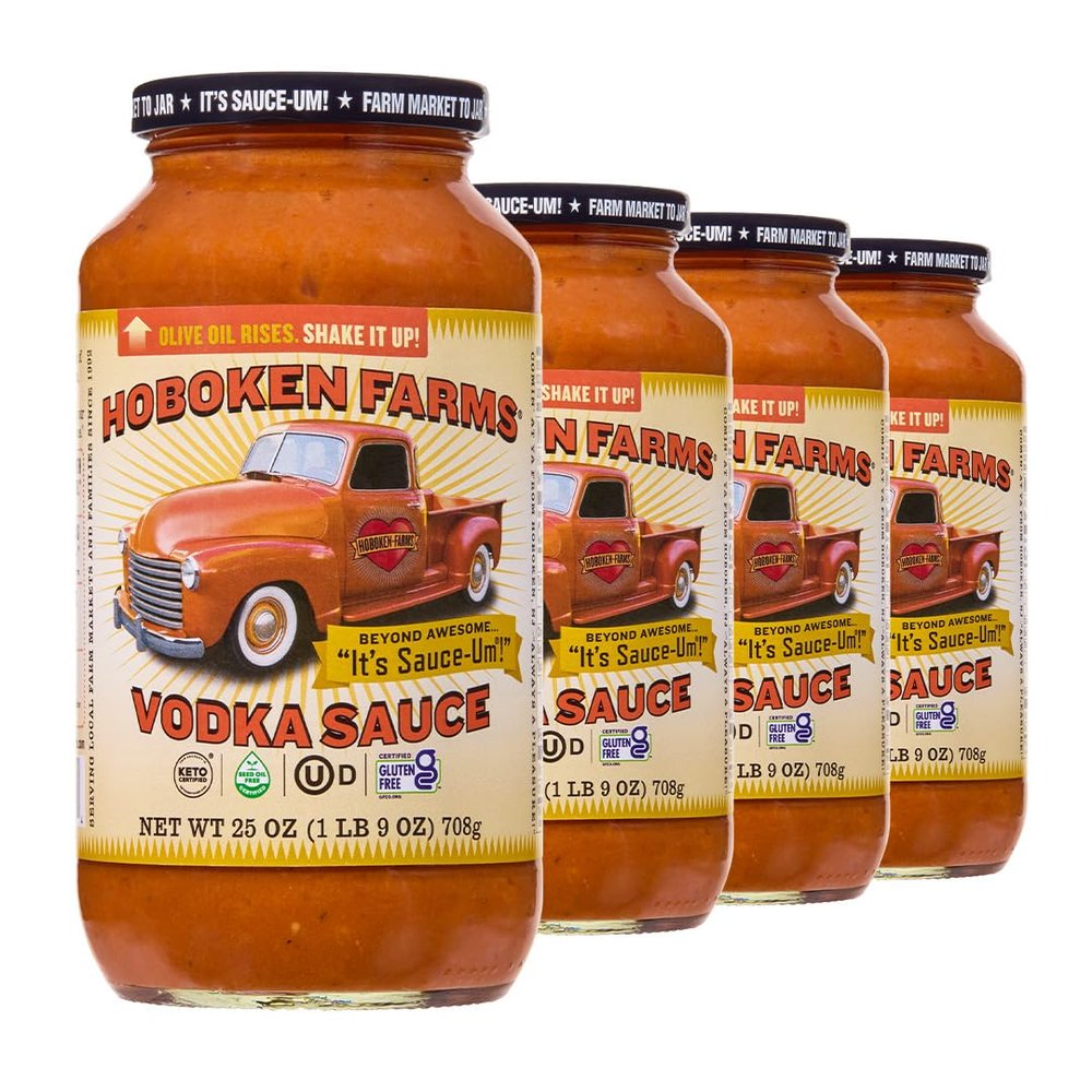 Hoboken Farms Vodka Sauce No Sugar Added, Non-GMO, Preservative-Free, Low Carb, Keto Better For You Pasta Sauce! (25 Fl Oz, Pack of 4)