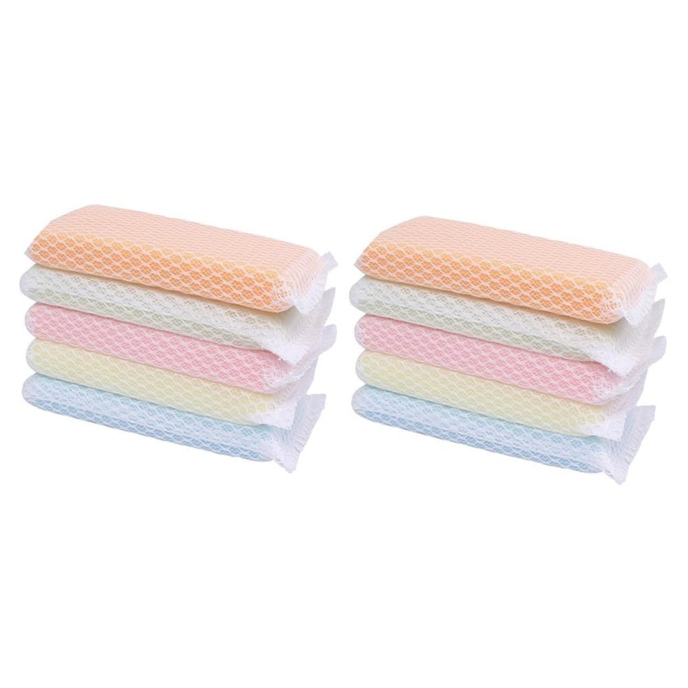 CALLARON 10pcs Cleaning Sponge Wipes Dishwashing Brush Scouring Pad Exfoliating Washcloth Kitchen Accessories Kitchen Supplies Random Color