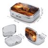 Egyptian Pyramids Pill Box 2 Compartment Travel Pill Organizer with Mirror Design Portable Pillcase for Pocket Or Purse Square Medicine Case Weekly Medicine Container Holder for Daily Meds view 2