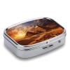 Egyptian Pyramids Pill Box 2 Compartment Travel Pill Organizer with Mirror Design Portable Pillcase for Pocket Or Purse Square Medicine Case Weekly Medicine Container Holder for Daily Meds view 3