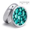 Bright Aqua Blue Turquoise Pill Box 3 Compartment Travel Pill Organizer with Mirror Design Portable Pillcase for Pocket Or Purse Round Medicine Case Weekly Medicine Container Holder for Daily Meds view 2