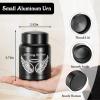 SOITIS Cremation Urn - 3.74 Inch Small Urn for Human Ashes - Elegant Black Aluminum Memorial Keepsake with White Wings Design - Funeral Keepsake for Ashes, Memorial Keepsake Holder view 2