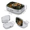 Jungle Tiger Pill Box 2 Compartment Travel Pill Organizer with Mirror Design Portable Pillcase for Pocket Or Purse Square Medicine Case Weekly Medicine Container Holder for Daily Meds view 2