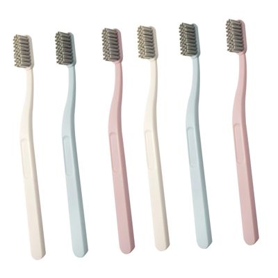 SAFIGLE 6-Piece Bamboo Charcoal Toothbrush Set for Adults Soft Bristles Effective Daily Oral Hygiene Tools Suitable for Family Use Random Color