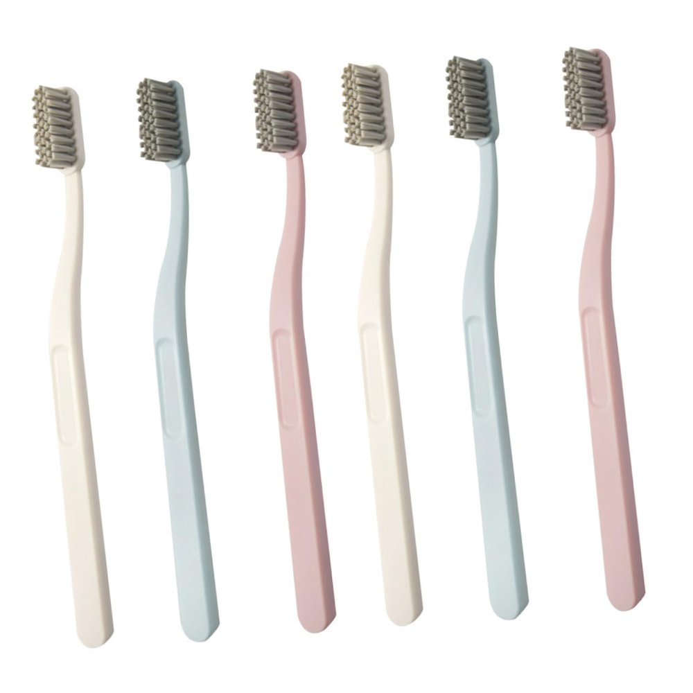 SAFIGLE 6-Piece Bamboo Charcoal Toothbrush Set for Adults Soft Bristles Effective Daily Oral Hygiene Tools Suitable for Family Use Random Color