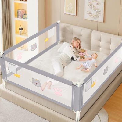 JWPEHOE Height Adjustable Bed Rail for Toddlers, Kids Safety Baby Bed Rail for Twin/Full/King/Queen Size Bed (3 Sides, 74 * 74 * 39 Inch)