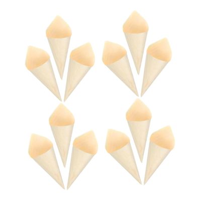 HOLIDYOYO 50pcs Wooden Mini Cones for Sushi Appetizers Easy to Use for Parties Restaurants Catering