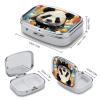 Rainbow Cartoon Panda Pill Box 2 Compartment Travel Pill Organizer with Mirror Design Portable Pillcase for Pocket Or Purse Square Medicine Case Weekly Medicine Container Holder for Daily Meds view 2