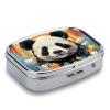 Rainbow Cartoon Panda Pill Box 2 Compartment Travel Pill Organizer with Mirror Design Portable Pillcase for Pocket Or Purse Square Medicine Case Weekly Medicine Container Holder for Daily Meds view 3