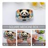 Rainbow Cartoon Panda Pill Box 2 Compartment Travel Pill Organizer with Mirror Design Portable Pillcase for Pocket Or Purse Square Medicine Case Weekly Medicine Container Holder for Daily Meds view 4