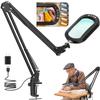 10X Large Magnifying Glass with Light and Clamp, Real Glass, 5 Color Modes, Stepless Dimmable, Lighted Magnifier with Stand Hands Free, LED Swing Arm Desk Lamp for Close Work, Craft, Reading, Painting view 1
