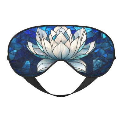 Stained Glass Lotus Mandala Blue Sleep Mask Eye Mask with Adjustable Strap, Eye Sleep Shade Cover Blocks Light for Women Men Airplane Travel Nap Meditation
