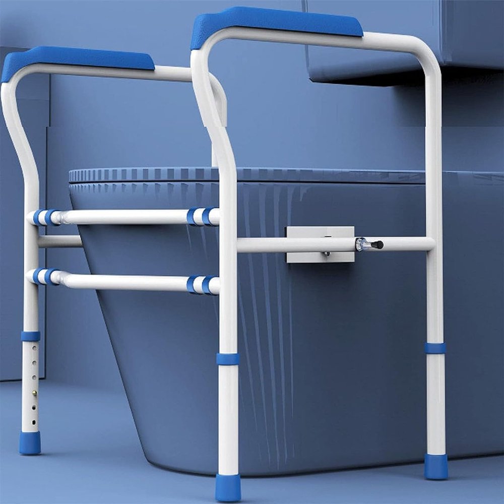 Mobile Toilet Standing Aid, Adjustable Toilet Frame, Non-Slip Free Standing Support Toilet Safety Frame, Suitable for Any Toilet(B)