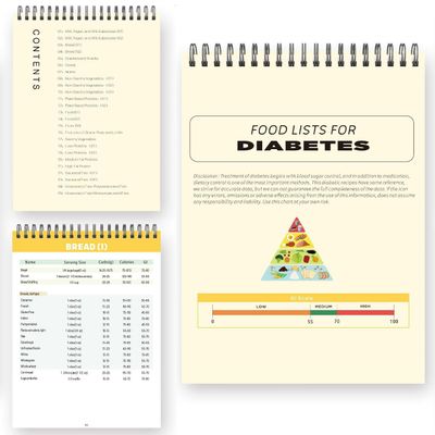 Diabetes Food Chart, Joyfulmap Meal Planner for Diabetics, 345 Grocery Foods List, Diabetic Food List Guide Chart w/Serving Size, Carbs, Calories, Glycemic Index (5.8 x 8.2INYellow)