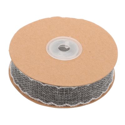Angoily Yards Linen Fabric Decorative Ribbon for Office Decor Party Fall Decorations Engagement Party DIY Fresh Flower Wrapping Accessories Wavy Brim Pattern Grey