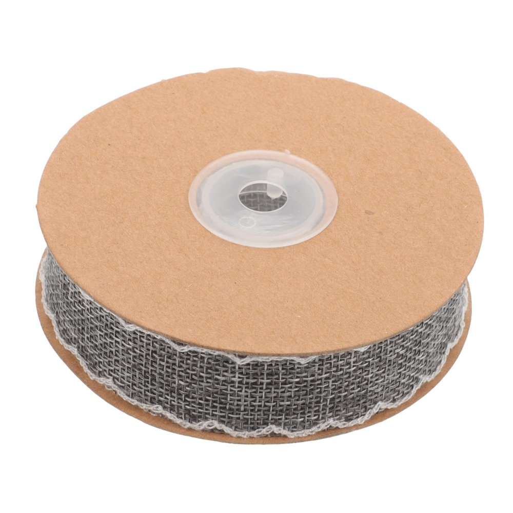 Angoily Yards Linen Fabric Decorative Ribbon for Office Decor Party Fall Decorations Engagement Party DIY Fresh Flower Wrapping Accessories Wavy Brim Pattern Grey