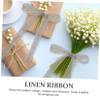 Angoily Yards Linen Fabric Decorative Ribbon for Office Decor Party Fall Decorations Engagement Party DIY Fresh Flower Wrapping Accessories Wavy Brim Pattern Grey view 4