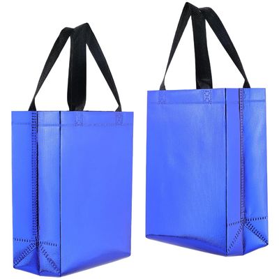 SOFPLATE 12Pcs 10 x 7.8 x 4 inch Iridescent Gift Bags Reusable Tote Gift Bag with Handle Non-woven Fabric Waterproof Glossy Finish Party Favor Supplies for Birthday Wedding Bridal Shower Goodie Candy