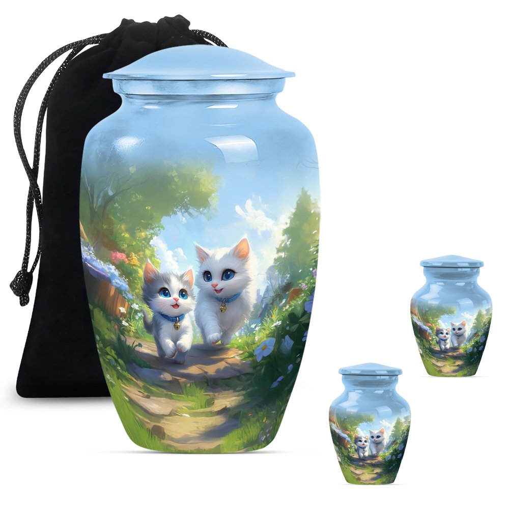 Cat Urns for Human Ashes Adult Man, Large Funeral Cremation Urns for Human Ashes, Urn for Women Human Ashes, Small Urn for Ashes Adult Male(Size - 10inch 1Pcs, 3inch 2Pcs)