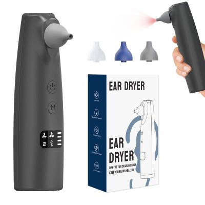 Portable Rechargeable Ear Dryer, Warm/Natural Air Modes, One-Button Easy Operation, 40-Min Runtime with 1-Hour Fast Charging, Lightweight for Travel & Home (Gray)