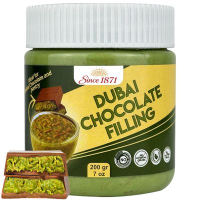 Gulluoglu Dubai Chocolate Filling 200g 7oz Pistachio Cream with Crispy Kadayif | Middle Eastern Gourmet Dessert Best Ingredient For Pastries & Desserts | Rich, Crunchy & Decadent Treat