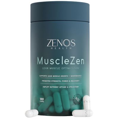 Zenos Health MuscleZen Muscle Builder for Men ATP Supplements for Strength Muscle Supplements for Super Recovery Clear Muscle Support for Lean Muscle Growth - Made in USA, 180 Caps