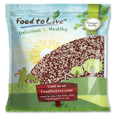 Food to Live Organic Raw White and Red Quinoa Blend, 10 Pounds Whole, Nutritious, High in Protein and Fiber, Perfect for Salads and Smoothies, Non-GMO, Vegan, Kosher, Bulk