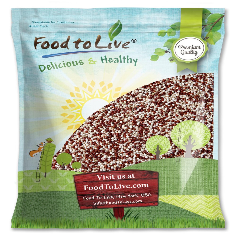 Food to Live Organic Raw White and Red Quinoa Blend, 10 Pounds Whole, Nutritious, High in Protein and Fiber, Perfect for Salads and Smoothies, Non-GMO, Vegan, Kosher, Bulk