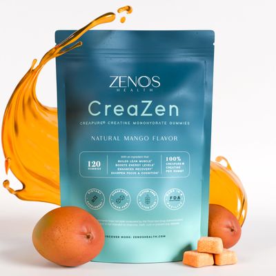 Zenos Health CreaZen - Creatine Monohydrate Gummies - Creatine Supplement for Muscle Growth, Strength, Recovery & ATP Boost, Preworkout Supplements - Made in USA, Mango Flavor - 120 Count