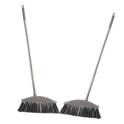 GLEAVI 2pcs Heavy Duty Stainless Steel Broom with Long Handle Thick Metal Household Cleaning Supply for Home Kitchen Garage and Patio