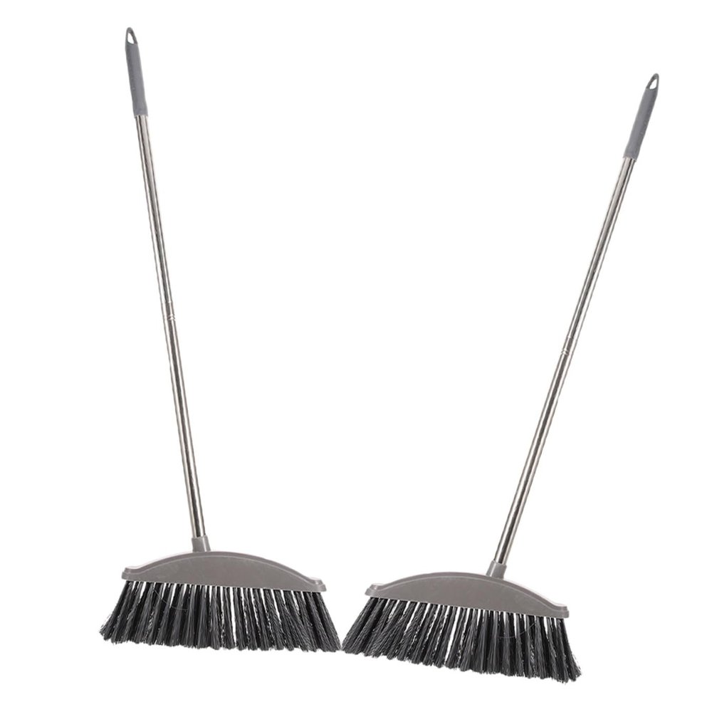 GLEAVI 2pcs Heavy Duty Stainless Steel Broom with Long Handle Thick Metal Household Cleaning Supply for Home Kitchen Garage and Patio