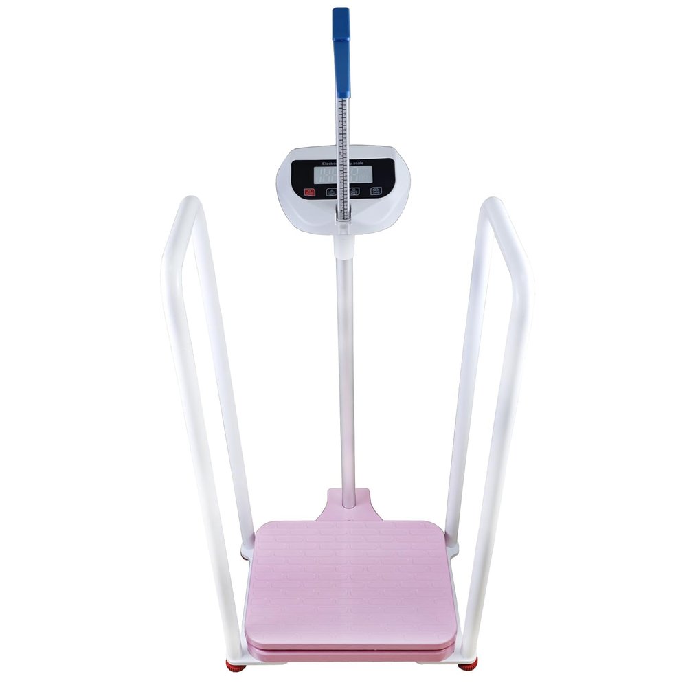 Assist The Elderly in Measuring Weight gain While Standing, with an Electronic Scale with armrests, Suitable for use in clinics, Hospitals, Schools, Nursing Homes (Armrest Pink)