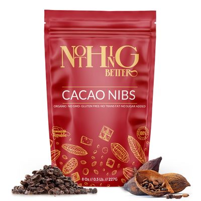 Organic Cacao Nibs 8oz Medium roast, Unsweetened Cocoa Nibs for Baking, Smoothies & Snacks Vegan Chocolate Superfood, Keto Snack, Gluten-Free, Non-GMO, Paleo Friendly, Pure Dominican Cacao