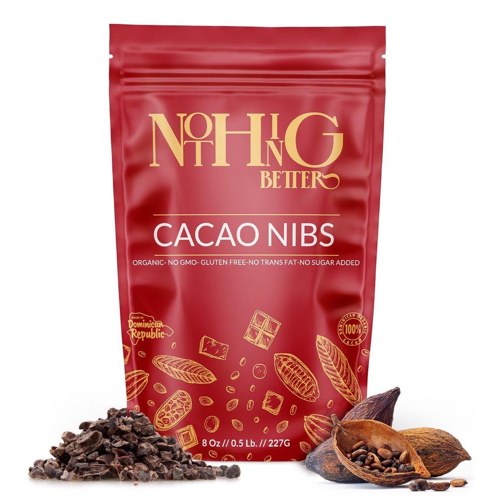 Organic Cacao Nibs 8oz Medium roast, Unsweetened Cocoa Nibs for Baking, Smoothies & Snacks Vegan Chocolate Superfood, Keto Snack, Gluten-Free, Non-GMO, Paleo Friendly, Pure Dominican Cacao