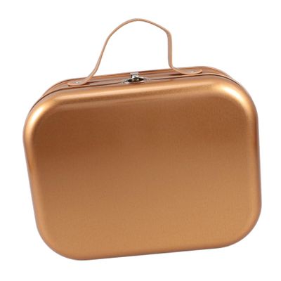 Cabilock 1piece Handheld Storage Box Tinplate Packing Case for Keepsakes and Festivals Versatile Carrying Box Tight Seal Gold