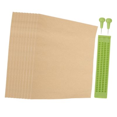 HOLIDYOYO 1set Braille Writing Board Blind Line Cell Braille Plate Writing Stylus Paper Tactile Learning Aid for Special Education