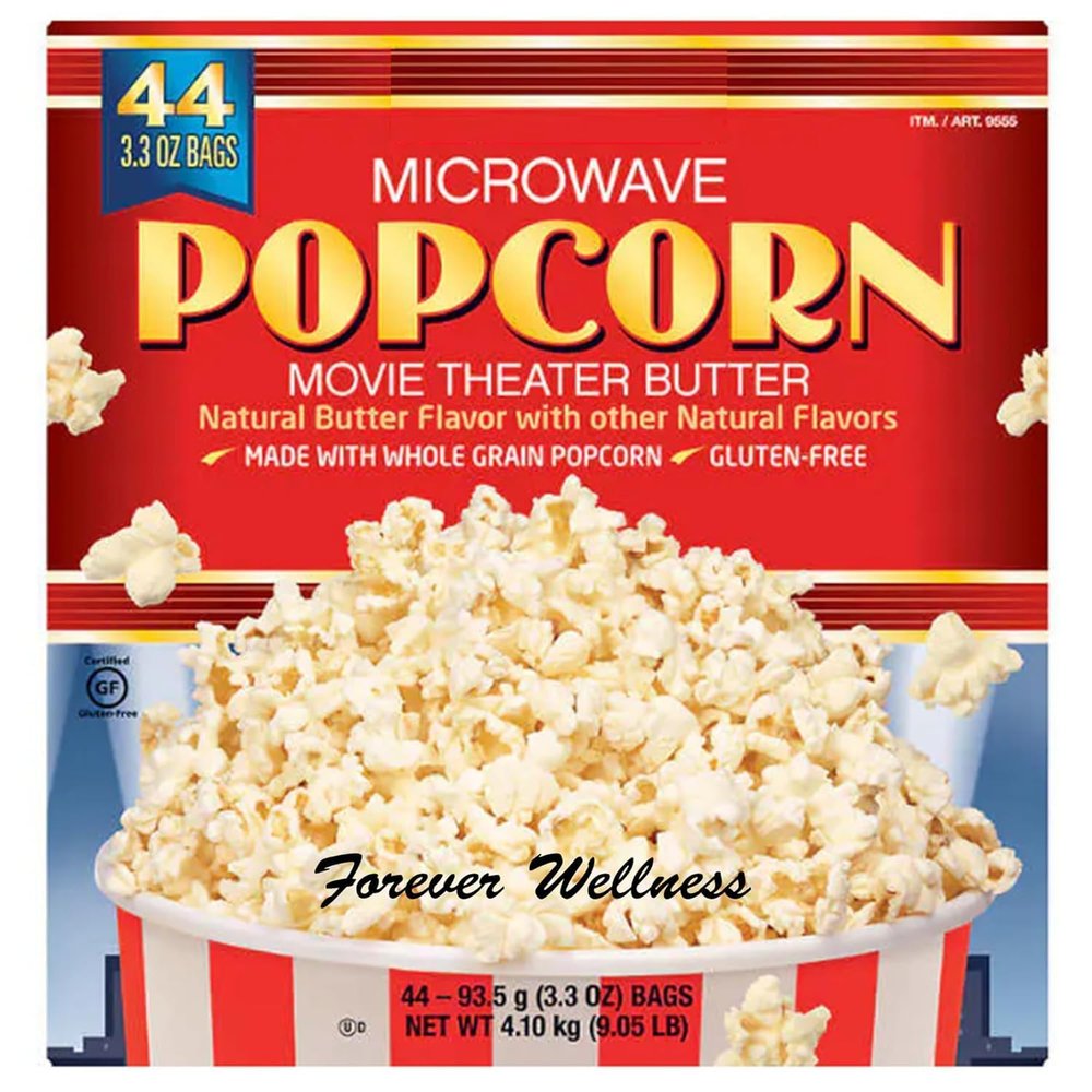 Microwave Popcorn, 3.3 oz, 44-count, Gluten free, Kosher, Whole Grain Popcorn, Movie theater butter.NineLife Basics