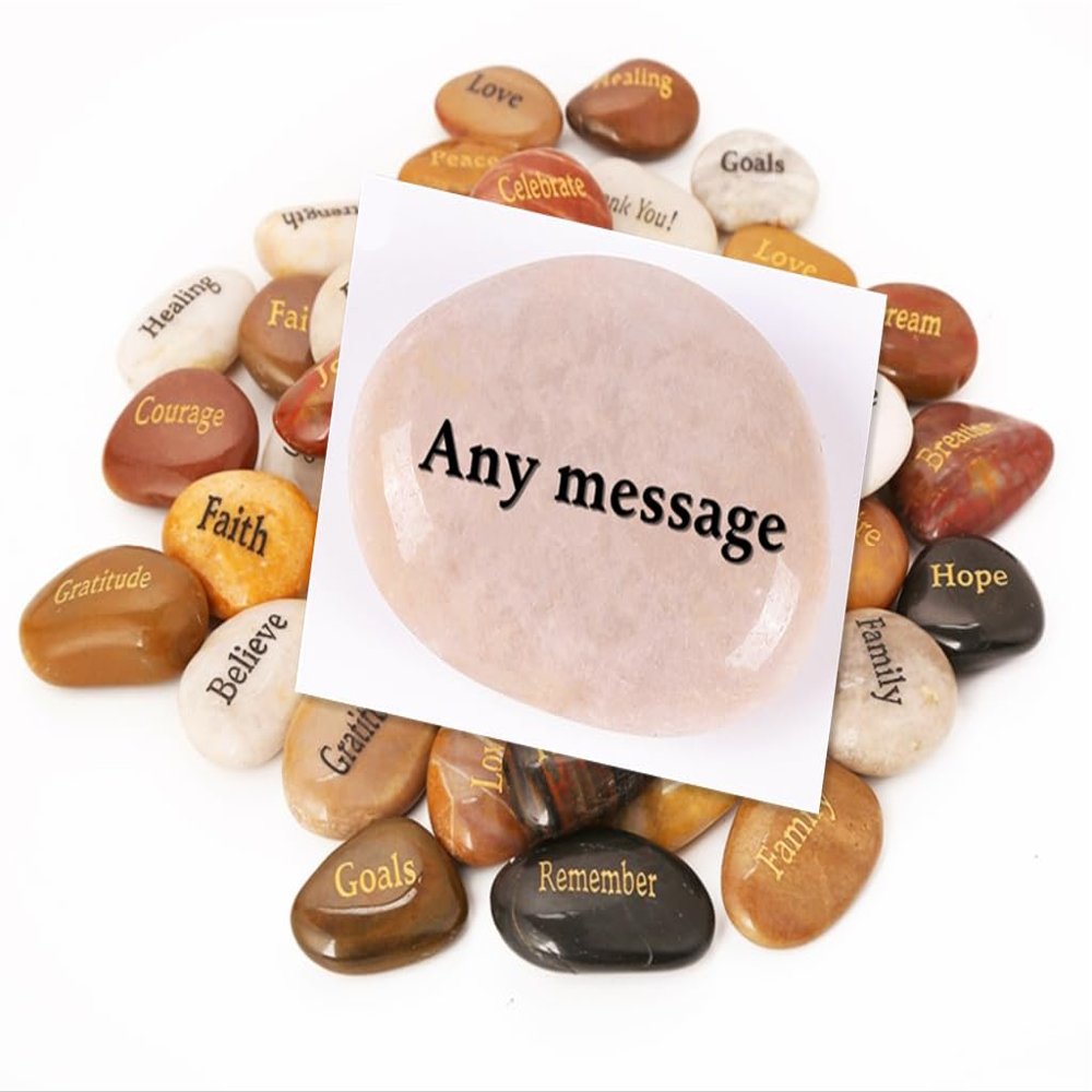 100PCS Customized Engrave Personalized Assorted Bulk, Custom Engraved River Rocks, Create Your Own Great Gift Ideas, Customizable Inspirational Prayer Stones 100 pcs/Pack, 1.5"-2"