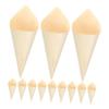 Zerodeko 50pcs Wooden Egg Roll Container Miniature Cake Cones Serving Dispenser Ice Cream Cone for Mini Sugar Cone Ice Cream Holder Small Mini Waffle Cones Charcuterie Mold Party Beige view 1
