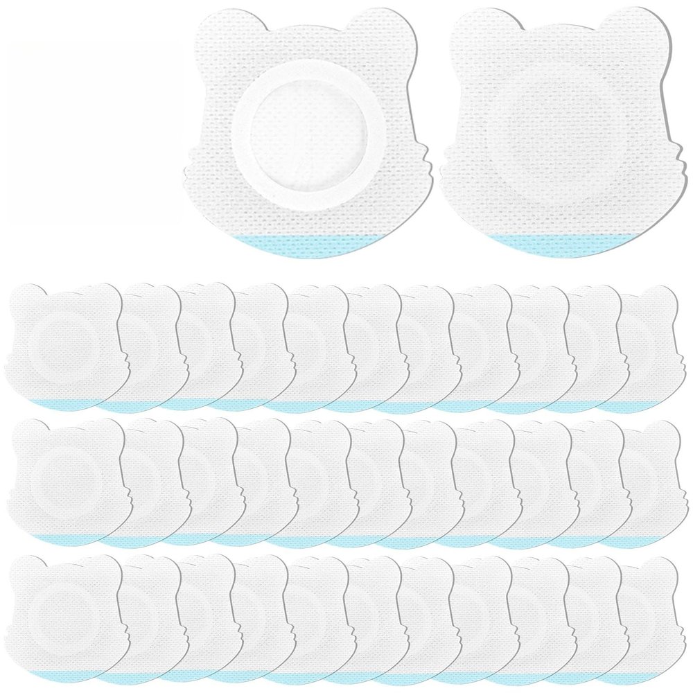 30 Pcs Disposable Castor Oil Patches,Spunlace Absorbent Wrap,Highly Absorbent,Leak-Proof,Self-Adhesive,No Wash,Breathable(Oil Not Included) (Bear Shape,White)